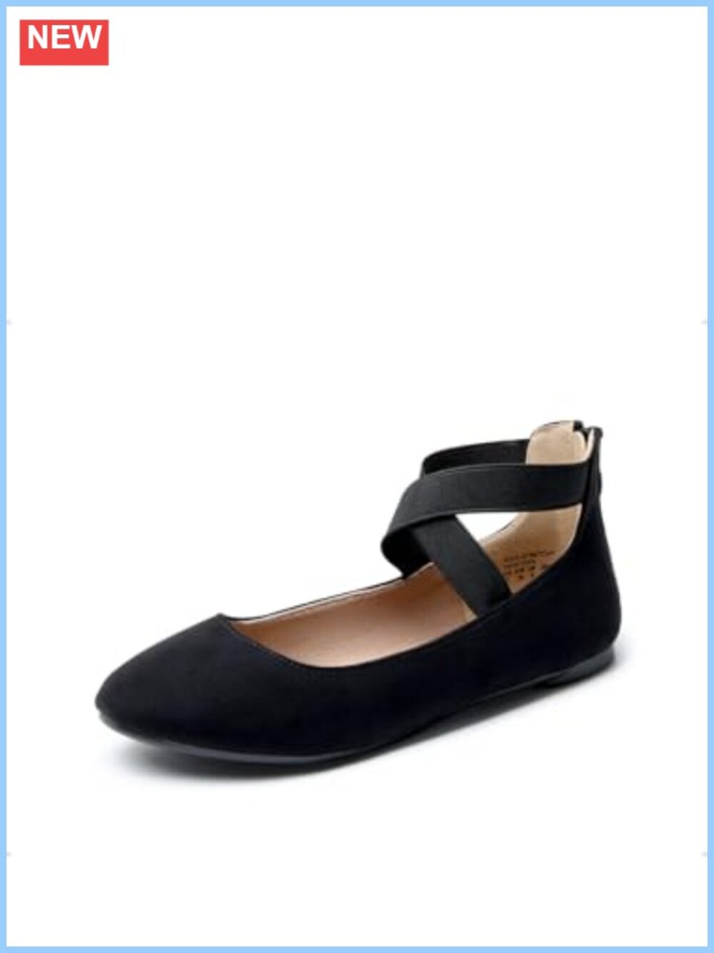 Women's Ankle Strap Ballet Flats Crossover Round Toe Back Zipper Casual